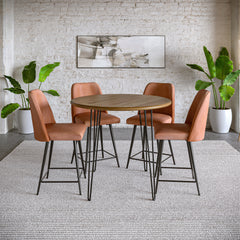 Brennan Golden/Light Brown Counter Dining Table w/ 4 Maddox Stools - Ornate Home