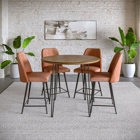 Brennan Golden/Light Brown Counter Dining Table w/ 4 Maddox Stools - Ornate Home