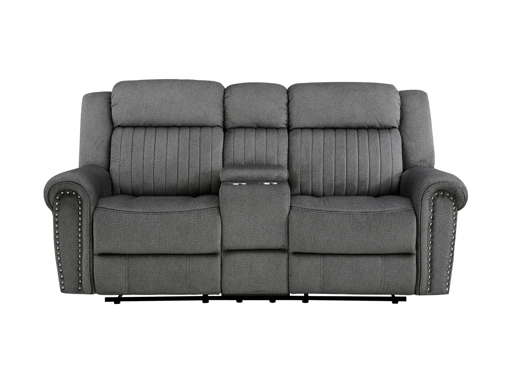 Brennen Charcoal Double Reclining Loveseat - Ornate Home