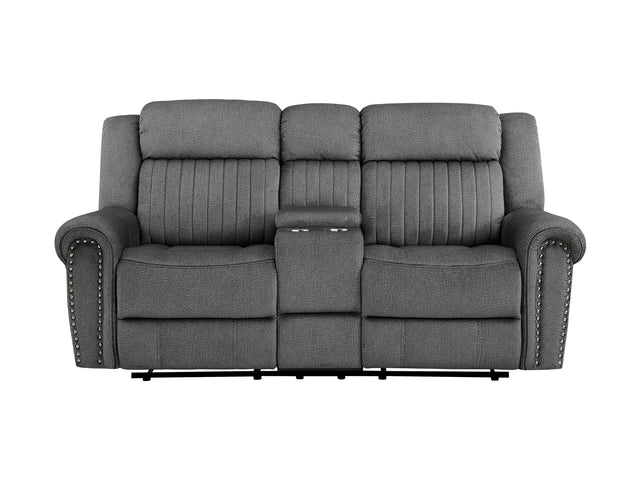 Brennen Charcoal Double Reclining Loveseat - Ornate Home