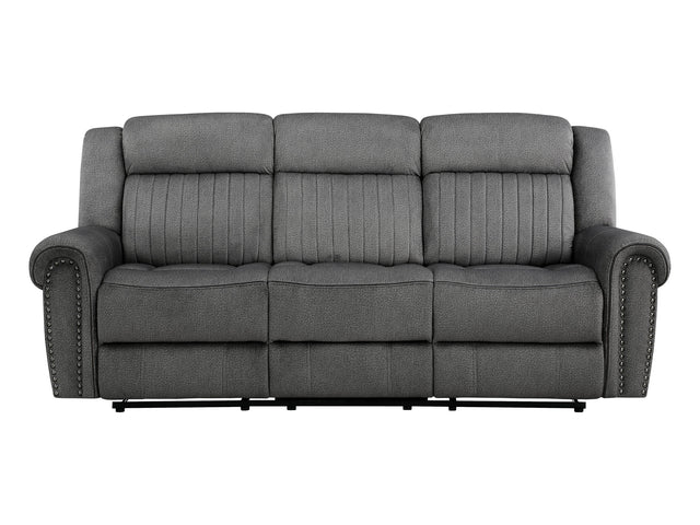 Brennen Charcoal Double Reclining Sofa - Ornate Home