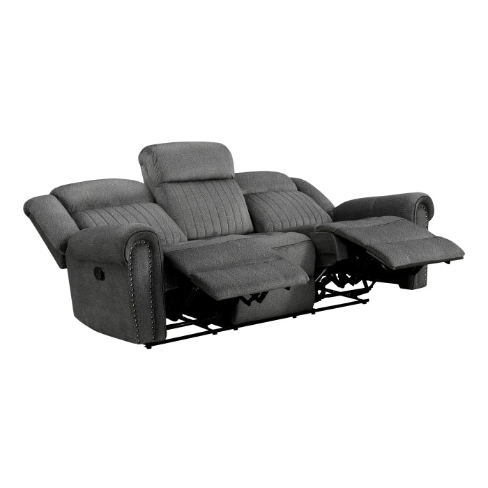 Brennen Charcoal Double Reclining Sofa - Ornate Home