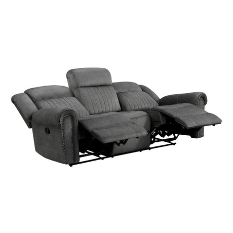 Brennen Charcoal Double Reclining Sofa - Ornate Home