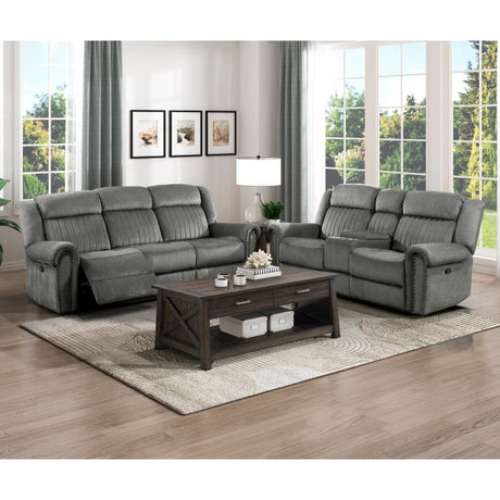 Brennen Charcoal Double Reclining Sofa - Ornate Home