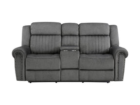 Brennen Charcoal Power Double Reclining Loveseat - Ornate Home