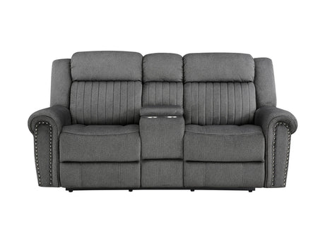 Brennen Charcoal Power Double Reclining Loveseat - Ornate Home