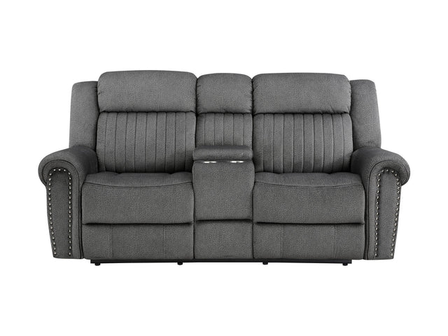 Brennen Charcoal Power Double Reclining Loveseat - Ornate Home