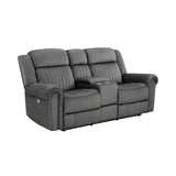 Brennen Charcoal Power Double Reclining Loveseat - Ornate Home