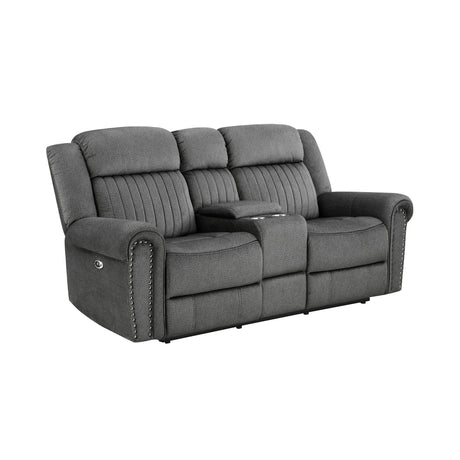 Brennen Charcoal Power Double Reclining Loveseat - Ornate Home