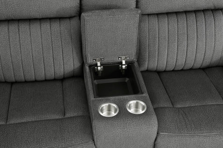 Brennen Charcoal Power Double Reclining Loveseat - Ornate Home