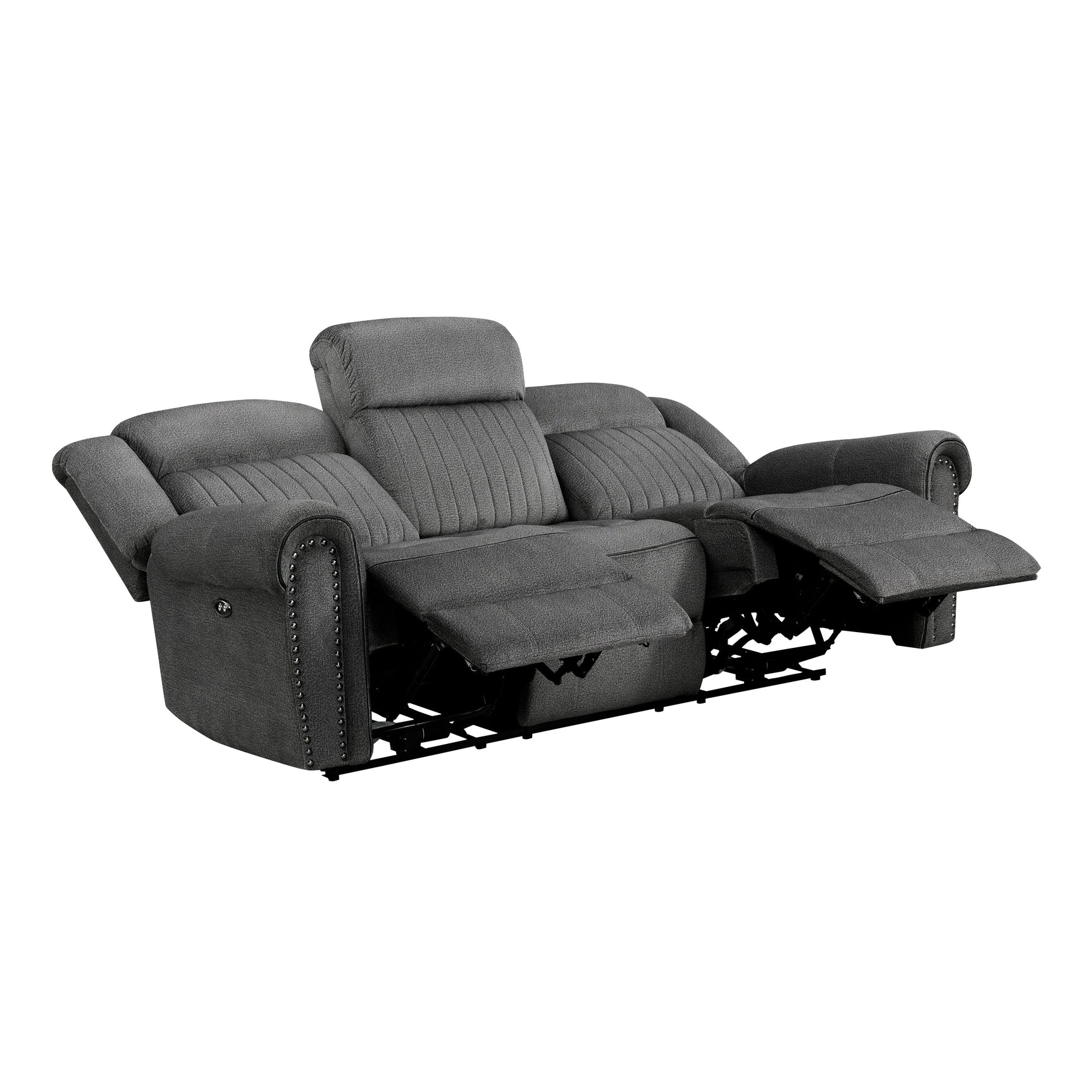 Brennen Charcoal Power Double Reclining Sofa - Ornate Home