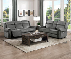 Brennen Charcoal Power Double Reclining Sofa - Ornate Home