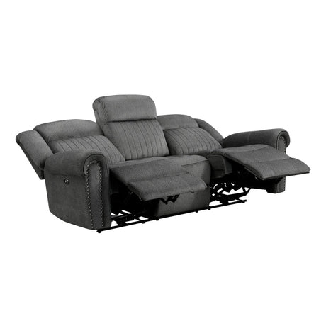 Brennen Charcoal Power Double Reclining Sofa - Ornate Home