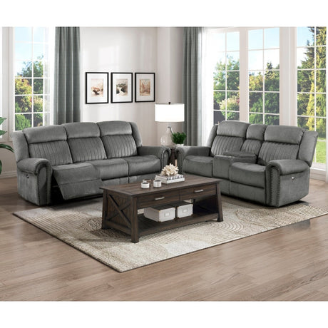 Brennen Charcoal Power Double Reclining Sofa - Ornate Home