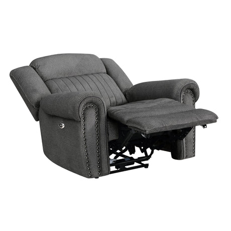 Brennen Charcoal Power Reclining Chair - Ornate Home