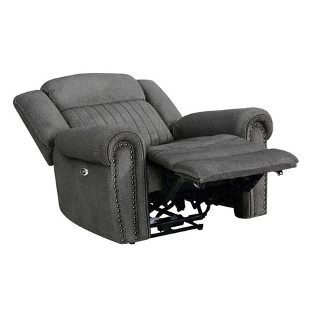 Brennen Charcoal Power Reclining Chair - Ornate Home