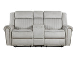 Brennen Mist Gray Double Reclining Loveseat - Ornate Home