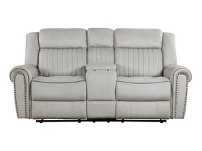Brennen Mist Gray Double Reclining Loveseat - Ornate Home