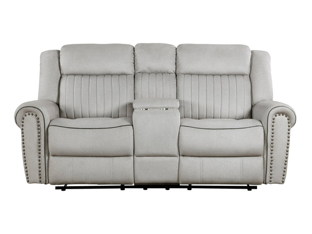 Brennen Mist Gray Double Reclining Loveseat - Ornate Home