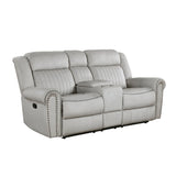 Brennen Mist Gray Double Reclining Loveseat - Ornate Home