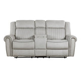 Brennen Mist Gray Double Reclining Loveseat - Ornate Home