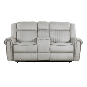 Brennen Mist Gray Double Reclining Loveseat - Ornate Home