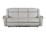 Brennen Mist Gray Double Reclining Sofa - Ornate Home
