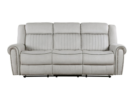 Brennen Mist Gray Double Reclining Sofa - Ornate Home