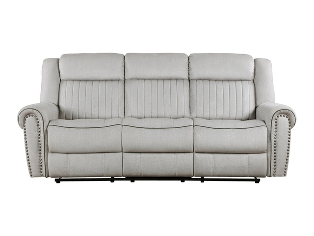 Brennen Mist Gray Double Reclining Sofa - Ornate Home