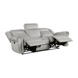 Brennen Mist Gray Double Reclining Sofa - Ornate Home