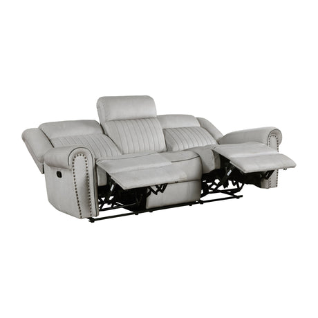 Brennen Mist Gray Double Reclining Sofa - Ornate Home