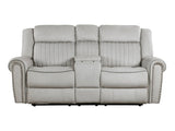 Brennen Mist Gray Power Double Reclining Loveseat - Ornate Home