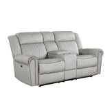 Brennen Mist Gray Power Double Reclining Loveseat - Ornate Home