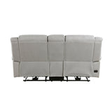 Brennen Mist Gray Power Double Reclining Loveseat - Ornate Home