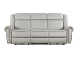 Brennen Mist Gray Power Double Reclining Sofa - Ornate Home