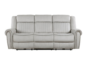 Brennen Mist Gray Power Double Reclining Sofa - Ornate Home