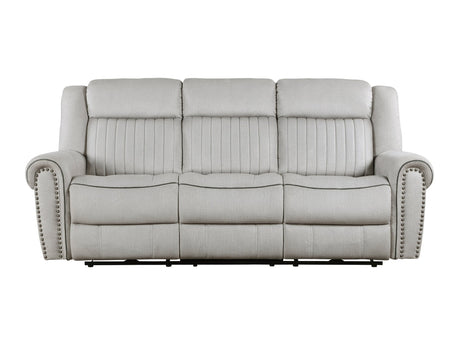 Brennen Mist Gray Power Double Reclining Sofa - Ornate Home