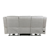 Brennen Mist Gray Power Double Reclining Sofa - Ornate Home