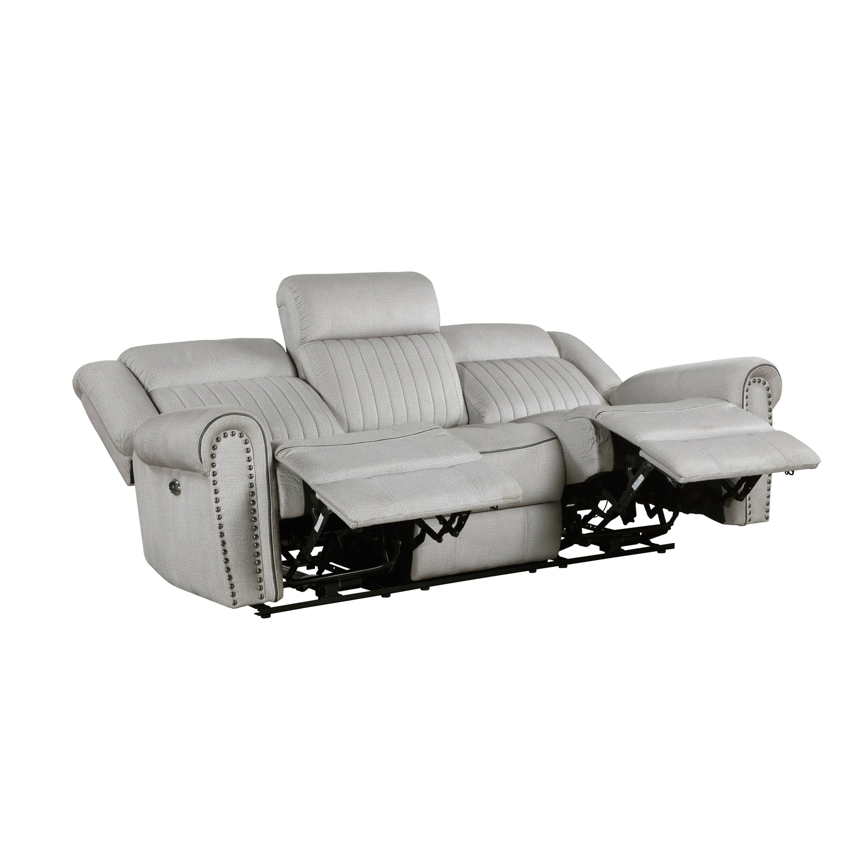 Brennen Mist Gray Power Double Reclining Sofa - Ornate Home