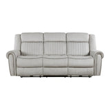 Brennen Mist Gray Power Double Reclining Sofa - Ornate Home