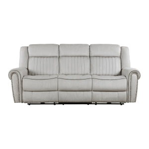 Brennen Mist Gray Power Double Reclining Sofa - Ornate Home