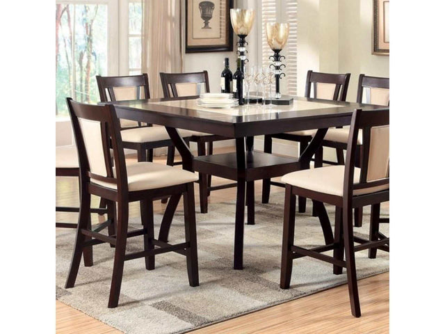 Brent II Dark Cherry & Ivory 7pc Counter Ht. Dining Room Set - Ornate Home