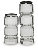 Brentley Clear/Silver Finish Candle Holder Set (Set of 2) (Online Special Price) - Ornate Home