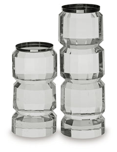 Brentley Clear/Silver Finish Candle Holder Set (Set of 2) - Ornate Home