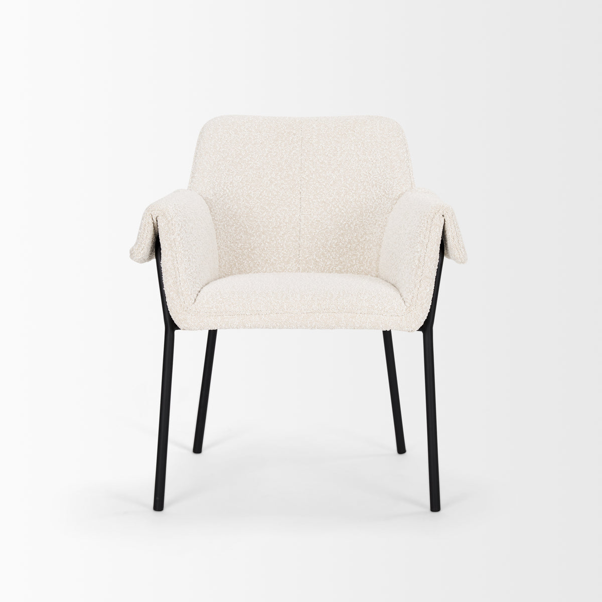 Brently Cream Curved Back Dining Arm Chair (Set of 2) - Ornate Home