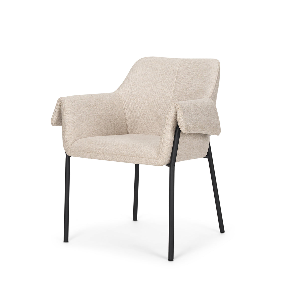 Brently Oatmeal Curved Back Dining Arm Chair (Set of 2) - Ornate Home