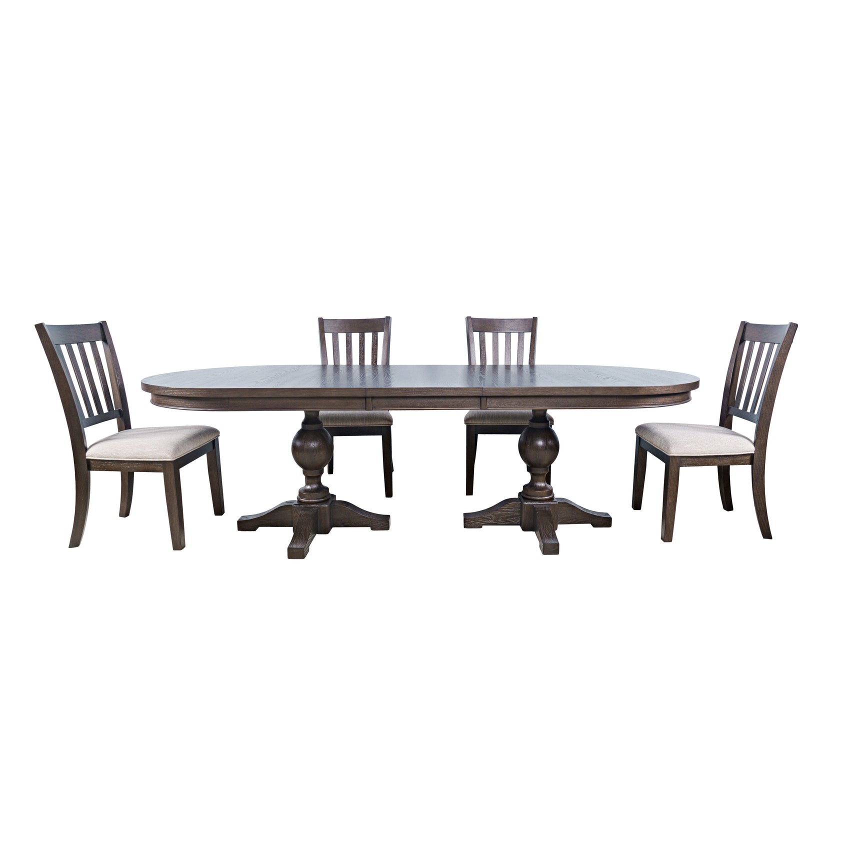 Brentwood Arbor Oak 102 Dining Table w/ 4 Slat Back Chairs - Ornate Home