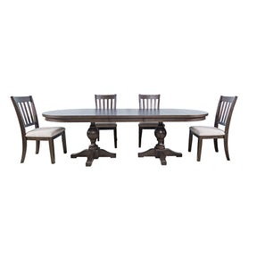 Brentwood Arbor Oak 102 Dining Table w/ 4 Slat Back Chairs - Ornate Home