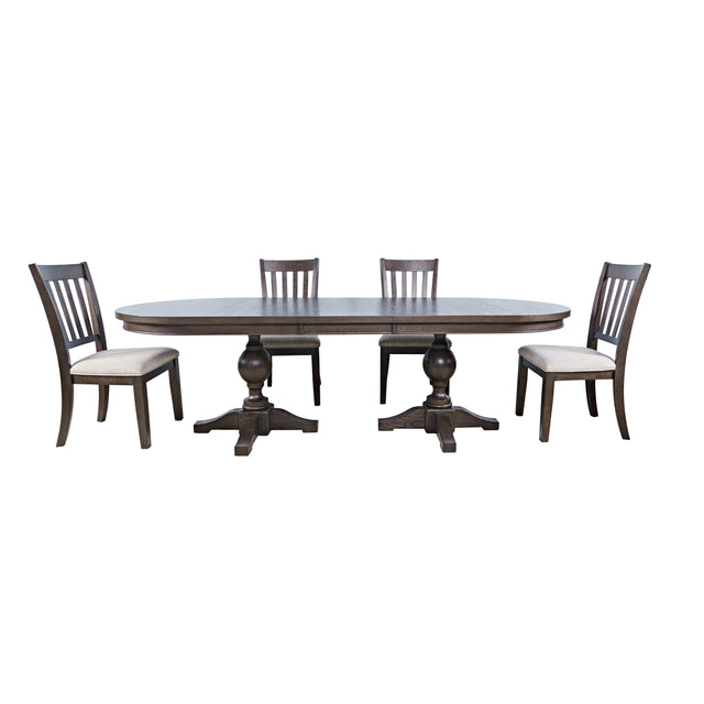 Brentwood Arbor Oak 102 Dining Table w/ 4 Slat Back Chairs - Ornate Home