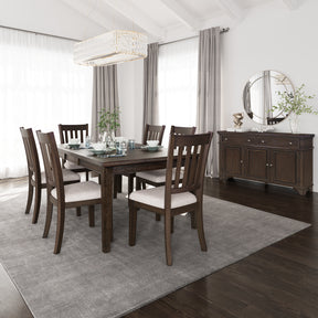 Brentwood Arbor Oak 72 Extension Dining Table w/ 6 Slat Back Chairs - Ornate Home